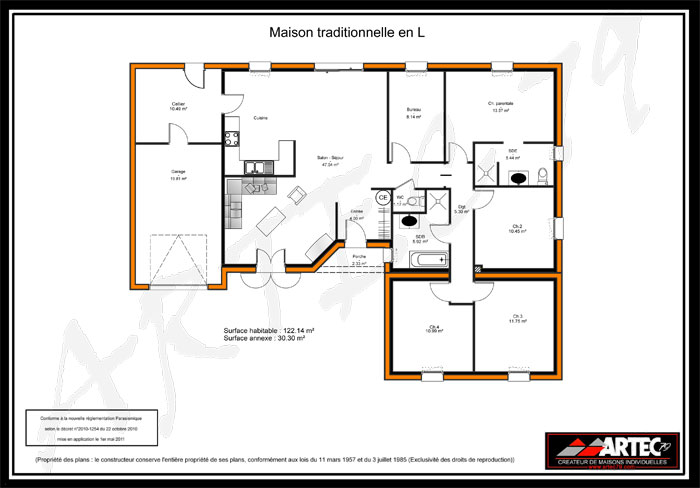 Plan maison l – l'Habis